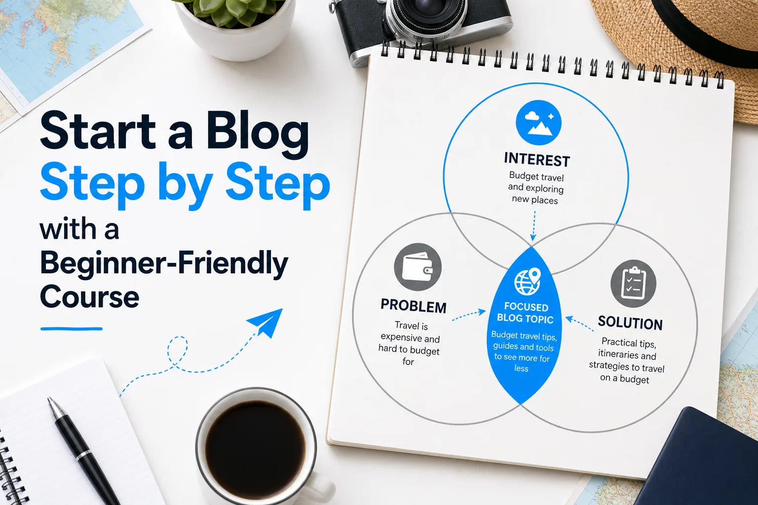 Niche mapping diagram for a budgeting travel blog
